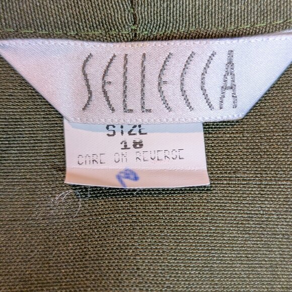 Sellecca VINTAGE Olive Green Blazer with Gold Button Shoulder Pads Size 18 - Picture 7 of 10